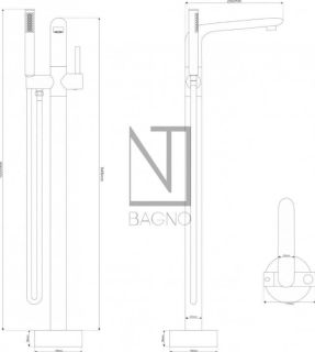 Напольный смеситель для ванны NT Bagno Longi NT48031 никель матовый